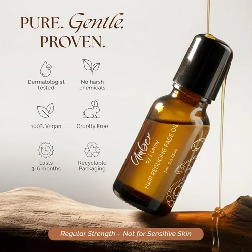 Miniatura 3 de Umber By J. Lenay Aceite de decoloración reductor de cabello, 0.5 onzas líquidas, reducción de vello facial para mujeres y hombres, aceite natural