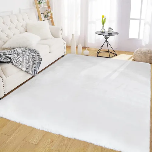 Miniatura 36 de Latepis Alfombra Pequeña Negra Esponjosa 2x3 pies Manta de Piel Sintética de Conejo Alfombra Suave Lavable Alfombras Peludas Shag para Dormitorio