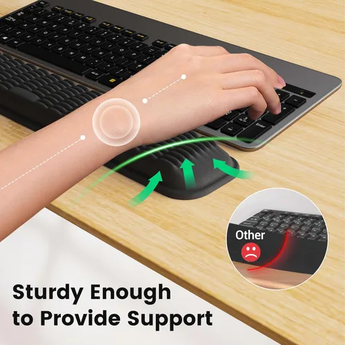 Miniatura 3 de MEKASS Reposamuñecas para teclado para teclado compacto del 60%, soporte ergonómico de espuma viscoelástica suave para muñeca con base Negro