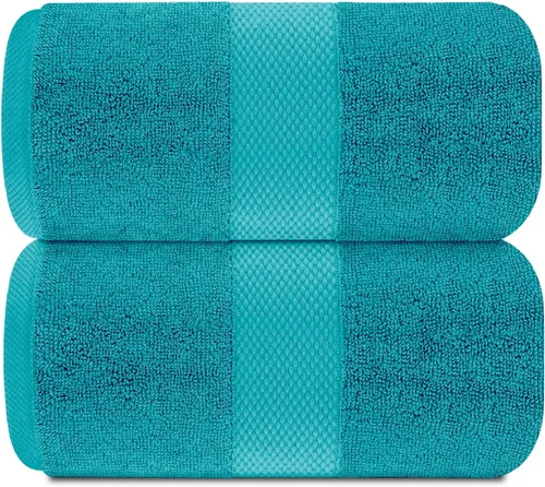 Miniatura 2 de Toallas de baño de lujo de White Classic Soft Aqua - Toallas de baño de algodón de 650 GSM de lujo extra grandes 35x70 Altamente absorbentes
