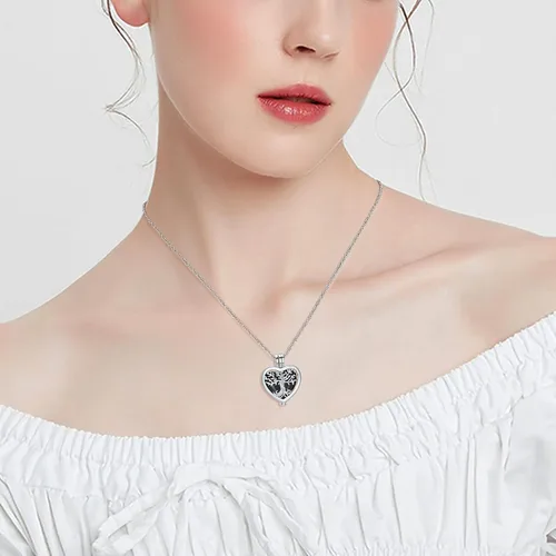 Miniatura 4 de shajwo Collar de cenizas de urna de árbol de la vida para mujeres y hombres, amado, dije conmemorativo de ceniza humana