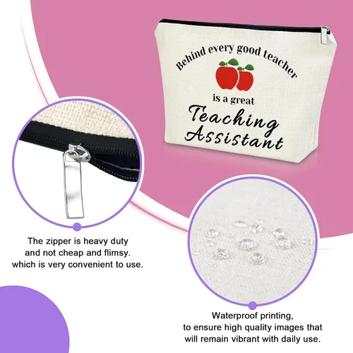 Miniatura 3 de Sazuwu Bolsa de maquillaje para profesores, Detrás de cada buen maestro hay un gran asistente de enseñanza, Impreso/Gráfico