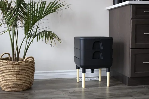 Miniatura 9 de FCMP Outdoor - The Essential Living Composter, contenedor de vermicompostador de gusanos de 2 bandejas (HF-LC4000v2-PUR) Ciruela