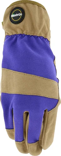 Miniatura 6 de Miracle-Gro MG86206 - Guantes de palma acolchados (bronceado/morado, mediano/grande), palma de cuero sintético, compatible con pantalla táctil