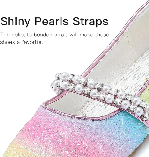 Miniatura 4 de Zapatos de vestir para niñas pequeñas, zapatos de flores, zapatos de princesa, boda, fiesta, zapatos planos para niñas pequeñas y grandes