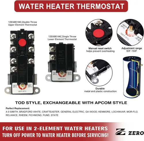 Miniatura 3 de Zero EWH-01 Termostato de Calentador de Agua Eléctrico Kit de Ajuste Paquete de Reparación de Fontanero