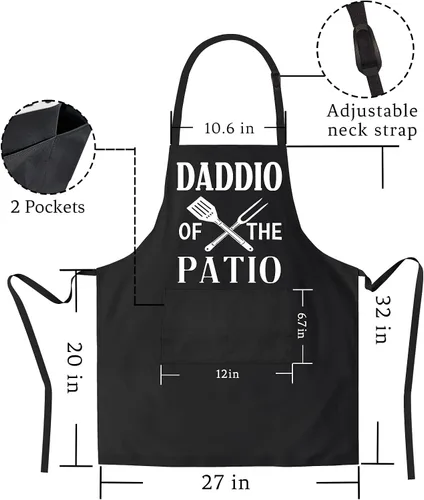 Miniatura 6 de Paquete de 2 delantales para hombres, día del padre, delantal de papá, regalos para papá, de hija, hijo, para el mejor papá, marido, padrastro