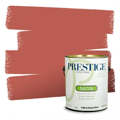 Miniatura 681 de Prestige Paints Pintura exterior e imprimación en uno, 1 galón, plano, coincidencia comparable de Valspar* Amber Rose*