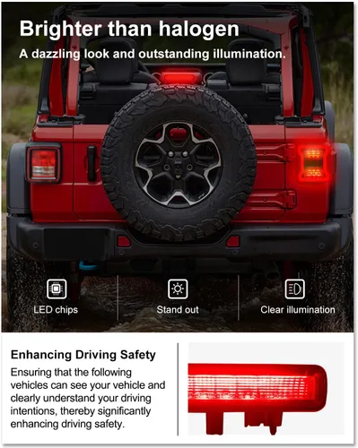 Miniatura 4 de Kiwi Master Tercera luz de freno LED para Jeep Wrangler JL/4xe 2018-2026 Accesorios Tercera luz de freno de montaje alto