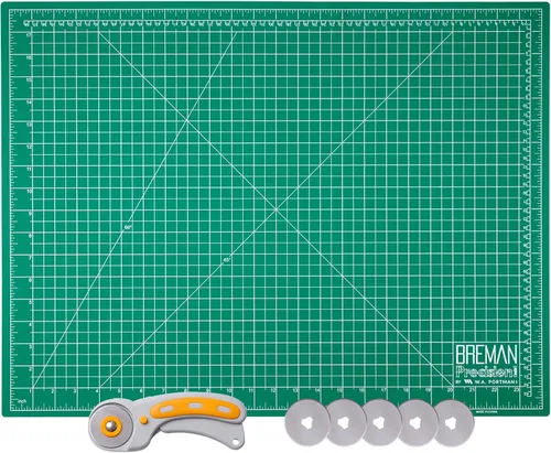 Miniatura 9 de WA Portman - Cortador o cutter rotativo y tapete de corte auto-reparable – Juego de cortador rotativo con mango texturizado y tapete – Juego