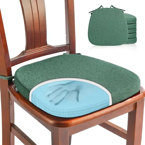 Miniatura 36 de SINOSSO Paquete de 4 cojines de espuma viscoelástica para sillas de comedor, tela tejida amigable de 16 pulgadas en forma de U, cómodas almohadillas