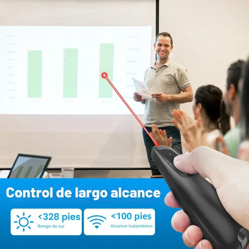 Miniatura 2 de Clickers de presentación para PowerPoint, clicker para presentaciones portátiles remoto, control remoto inalámbrico USB para presentador, control