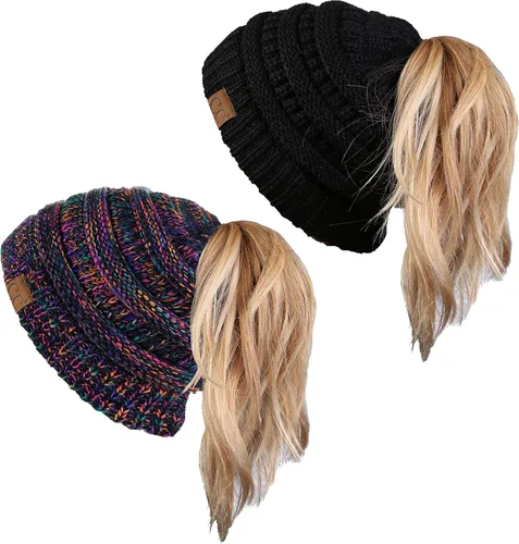 Miniatura 175 de Funky Junque - Gorro para mujer con ranura para cola de caballo