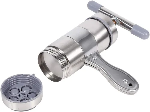 Miniatura 9 de Máquina de fideos, máquina manual portátil de pasta de acero inoxidable con prensa exprimidora de fideos de 5 troqueles, fácil de lavar