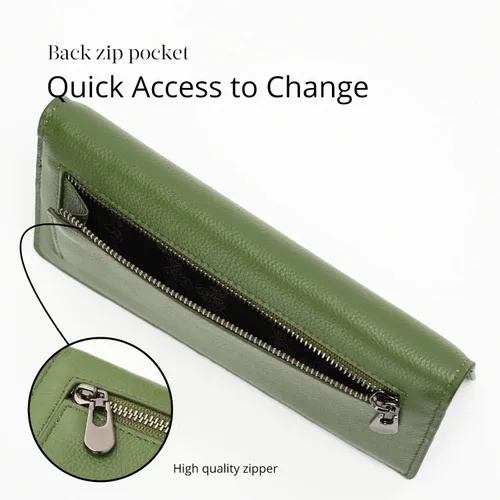 Miniatura 4 de Bveyzi Billeteras de cuero ultrafino con bloqueo RFID para tarjetas de crédito, billetera plegable para mujer