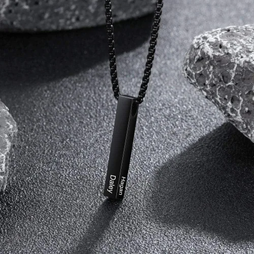 Miniatura 6 de Lam Hub Fong Collar grabado para hombre, collar de oro para mujer, collar personalizado de acero inoxidable con inicial de nombre para hombres