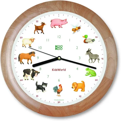 Miniatura 17 de KOOKOO Kids World Sunny Flower - Reloj de pared para niños con sonidos naturales, 12 animales de granja Flor soleada