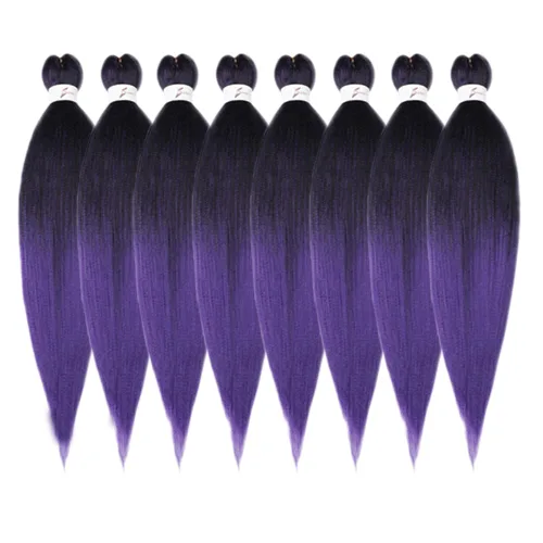 Miniatura 63 de Cabello trenzado preestirado negro natural, cabello largo trenzado de 32 pulgadas, 8 paquetes de extensiones de cabello trenzado profesional