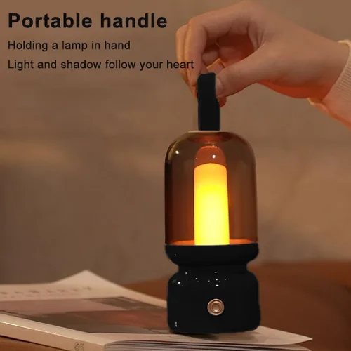 Miniatura 3 de Lámpara de mesa LED retro portátil, linterna LED vintage con batería inalámbrica, lámpara de escritorio USB, luz nocturna de campamento