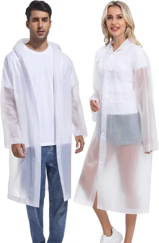 Miniatura 28 de 2 abrigos de lluvia de Borogo para adultos, chaquetas de lluvia reutilizables para hombres y mujeres