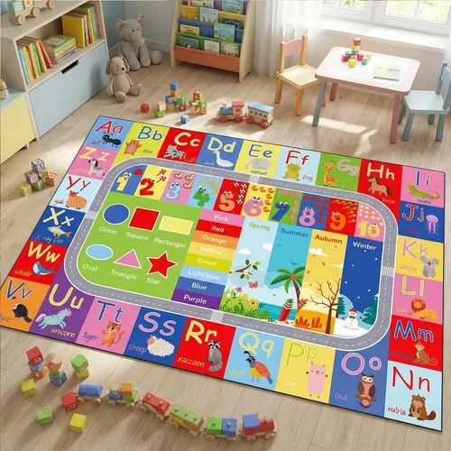 Miniatura 2 de ABC Kids Play Mat, Educational Alphabet Rug with Numbers & Animals, Non-Slip Carpet for Playroom Classroom Nursery, 59x39.4 Inch