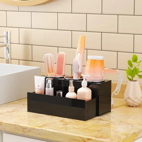 Miniatura 2 de NIUBEE Organizador de herramientas para el cabello, secadora de pelo acrílica y soporte para peinado, organizador de secadora de baño para encimera