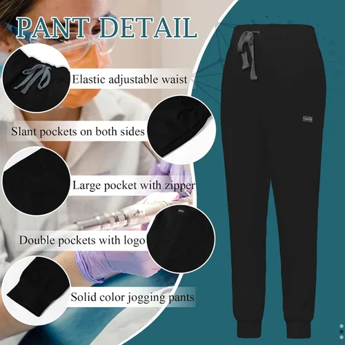 Miniatura 4 de VIAOLI Conjunto de ropa quirúrgica para mujer, conjunto de camiseta médica y pantalón deportivo, ropa de trabajo, clínico moderno, traje atlético