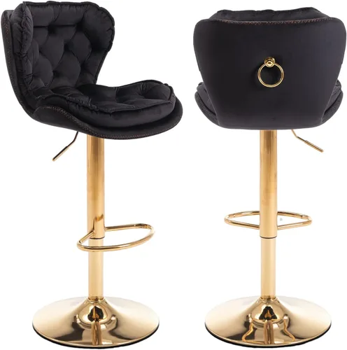 Taburete de bar moderno giratorio de altura de pub, silla de comedor alta con asiento de terciopelo, respaldo, taburete hidráulico sin brazos, Negro
