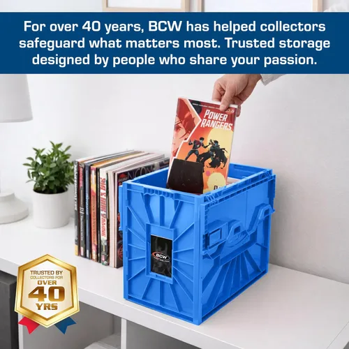 Miniatura 3 de BCW Contenedor corto para cómics, capacidad para 150 cómics, almacenamiento de plástico apilable, organizador sin ácidos, azul, individual