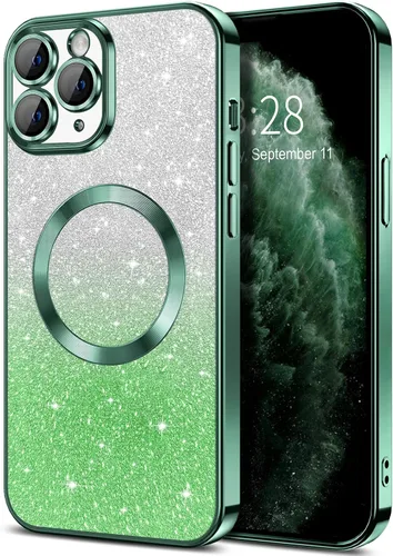 Miniatura 63 de Hython Funda para iPhone 13 Pro transparente con purpurina magnética [compatible con MagSafe] Protector completo de lente de cámara delgado