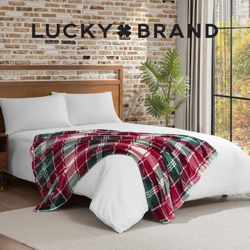 Miniatura 5 de Lucky Brand - Manta de felpa de invierno roja a cuadros de 50x70 pulgadas, manta suave y lujosa de microfibra para una comodidad y calidez extremas