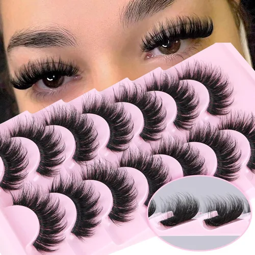 Miniatura 8 de Pestañas postizas de visón para ojo de gato, pestañas postizas esponjosas y dramáticas, pestañas postizas de visón con aleteo, pestañas postizas
