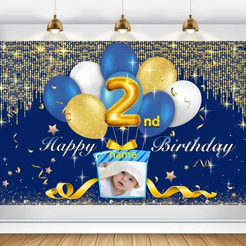 Miniatura 19 de Cartel personalizado de decoración de 2º cumpleaños con foto y nombre personalizados Personalizado-2º Coche