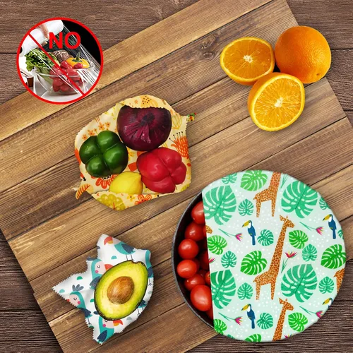 Miniatura 4 de Envoltura de cera de abeja reutilizable, paquete de 9, envolturas de cera de abejas ecológicas para alimentos, orgánica, sostenible, biodegradable