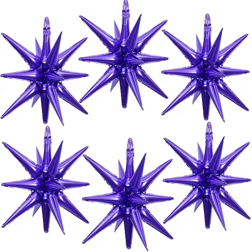 Miniatura 12 de 6 globos de estrella negra, globos de 22 pulgadas, globos de papel de aluminio con forma de estrella de Mylar para fiestas de cumpleaños, bodas