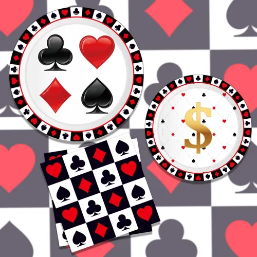 Miniatura 3 de Platos y Servilletas de Papel de Cumpleaños de Casino, Juego de Vajilla Desechable de Las Vegas, Suministros para Fiestas, Vajilla con Temática