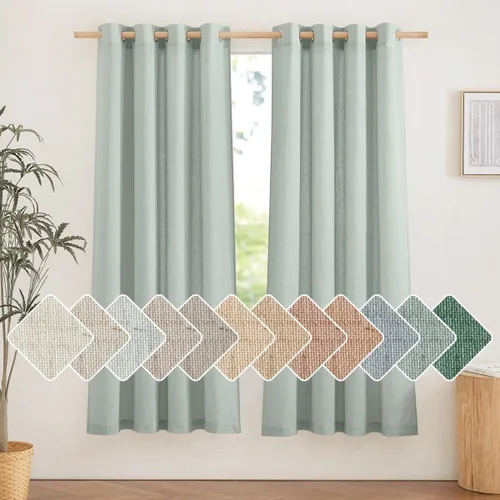Miniatura 37 de NICETOWN Cortinas de lino natural con textura de lino para dormitorio, mezcla de lino rústica con ojales en la parte superior, semitransparentes