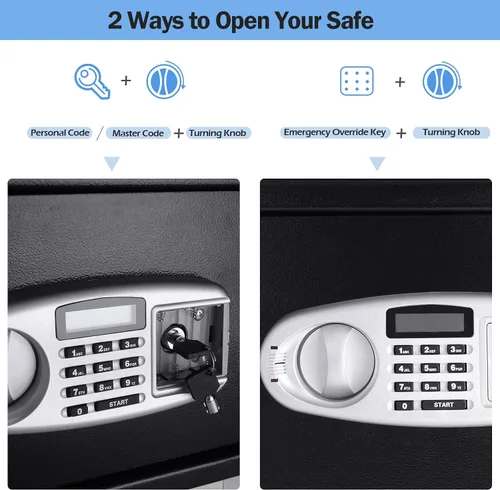 Miniatura 3 de S AFSTAR Caja fuerte digital con llaves de emergencia y ranura de depósito, caja de seguridad electrónica para dinero en efectivo, joyas