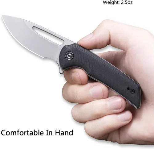 Miniatura 4 de CIVIVI Odium - Cuchillo plegable pequeño – Hoja D2 negra lavada a la piedra de 2.65 pulgadas, mango G10, pivote de rodamientos de bolas, cuchillo