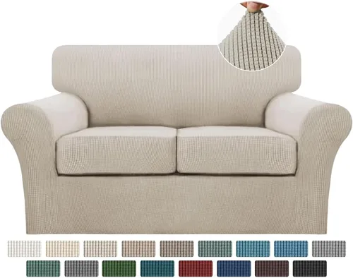Miniatura 115 de Turquoize 2 fundas para sillas de sala de estar, funda de sofá con fundas de cojín individuales, funda de muebles para sillas (silla, beige biscotti)