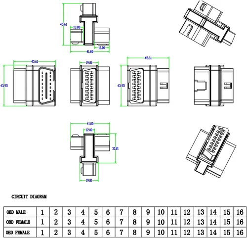 Miniatura 7 de iKKEGOL Cable divisor OBD2 de bolsillo, OBD II completo de 16 pines, 1 macho a doble hembra, 1 a 2 T, convertidor adaptador de extensión de 2 vías