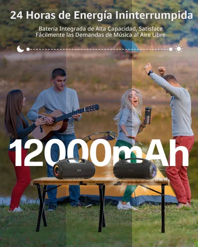 Miniatura 6 de Altavoces Bluetooth portátiles inalámbricos de actualización, sonido fuerte de 200W (pico)/graves profundos para fiesta, altavoz impermeable al aire