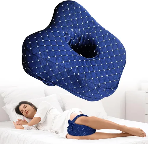 Miniatura 8 de Almohada de rodilla de espuma viscoelástica para personas que duermen de lado, cojín ortopédico de alineación de piernas y caderas, almohada