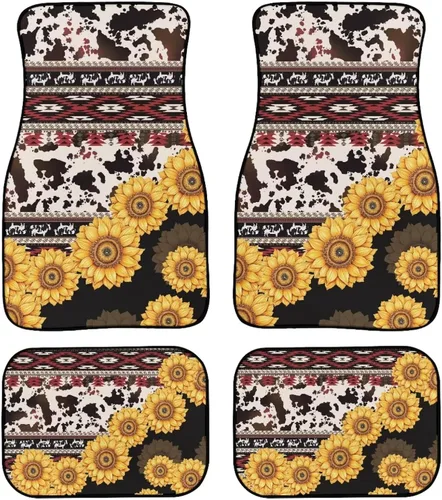 Miniatura 35 de 70S 80S Alfombra de suelo de automóvil con flores hippie y margaritas, 4 piezas, accesorio hippie para automóvil para mujeres, almohadilla de suelo