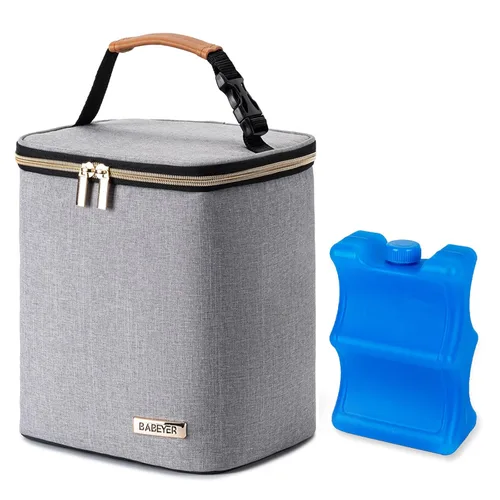 Miniatura 16 de Bolsa enfriadora de leche materna con paquete de hielo, se ajusta a 4 biberones de hasta 5 onzas, bolsa enfriadora de biberones ideal para madres