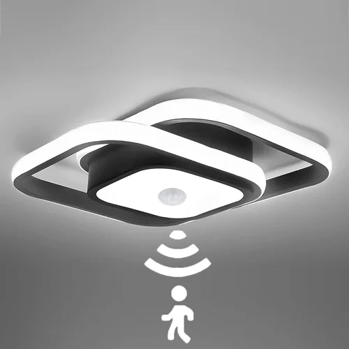 Miniatura 11 de Lámpara de techo LED con sensor de movimiento de 12.6 pulgadas para interiores, 36 W 6000 K, lámpara de techo blanca de montaje empotrado moderna