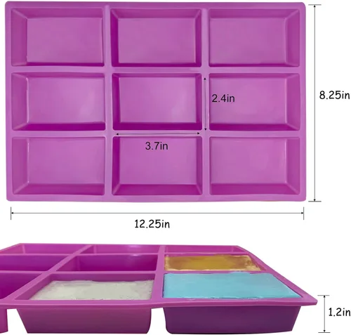 Miniatura 2 de Molde rectangular de silicona para jabón, moldes de jabón grandes de 4 onzas para hacer jabón, molde de silicona rectangular para jabón Molde