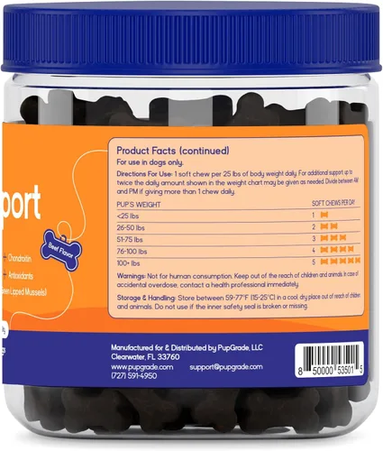 Miniatura 3 de PupGrade Suplemento de apoyo articular para perros, glucosamina condroitina natural con MSM, alivio del dolor de cadera y articulaciones