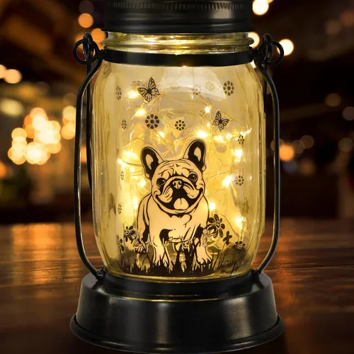 Miniatura 25 de Farol solar de Chihuahua, regalo para mujeres, hombres, mamá, cumpleaños, amantes de perro Chihuahua, luz conmemorativa pérdida de mascotas