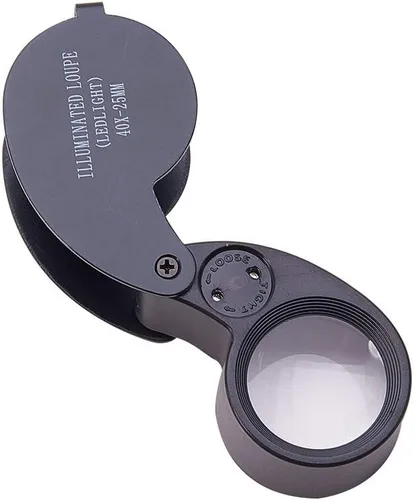 Miniatura 11 de Othmro 2 lupas Jewelers de 10 unidades, diámetro de 0.83 pulgadas, lupa de joyería iluminada de metal, lupa plegable de bolsillo, mini microscopio